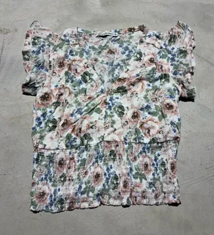 Abercrombie & fitch Floral Smocked Waist V-Neck Top small thumbnail 1