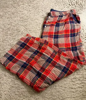 aerie Red Navy Plaid Flannel Skater Pajama Pants - size XL thumbnail 1