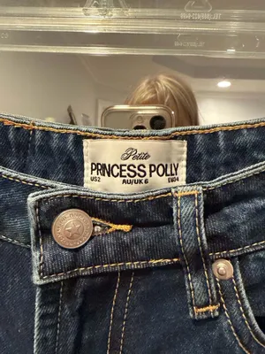 Princess Polly Petite Holly Wide Leg Jeans Dark Wash Raw Hem US 2 thumbnail 7