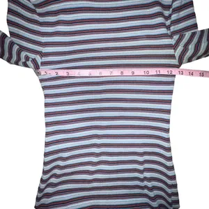Urban Outfitters BDG Kaylyn Turtleneck‎ Y2K Ribbed Gray Stripe Mini Dress Large thumbnail 6