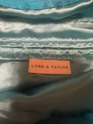 Lord & Taylor Y2K Wooden Handle Blue Purse with Embroidered Flowers thumbnail 8