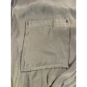 Blue Blush Womens Medium Olive Brown Satin Button Down Shirt Oversized Pocket To thumbnail 5