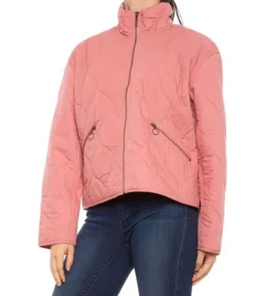 Lucky Brand Cotton Quilted Zip Front Jacket (Sz L) Pink thumbnail 1