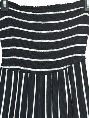 HEM & THREAD Smocked Strapless Wide-Leg Jumpsuit M 14.5” + p2p Black/White EUC thumbnail 4