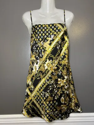 Princess Polly Dress Womens 6 Black Floral Chain Square Neck Slip Mini Party thumbnail 2