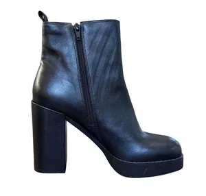 Gianni Bini Black Leather Platform Block Heel Zip Ankle Boots | Size 9.5M | New thumbnail 1