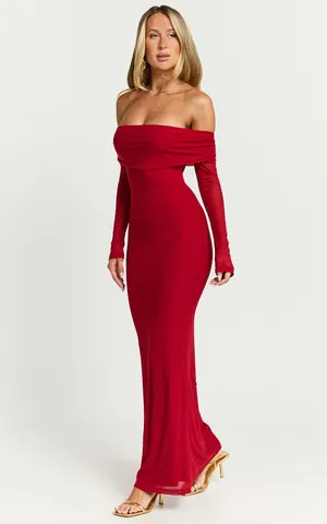 New Showpo Diamond Bethanie Maxi Dress Off Shoulder Mesh Dress MSRP $129 thumbnail 2