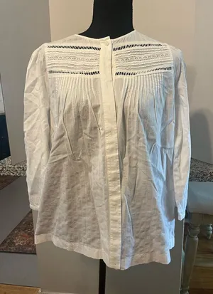 Madewell Lace Detail Blouse in White Women’s Size M thumbnail 1