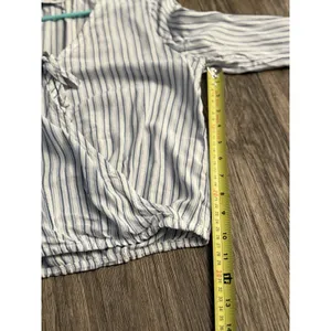 Hollister Coastal Striped Stripe Long Sleeve‎ Cross Over Crop Top Women's Size S thumbnail 9
