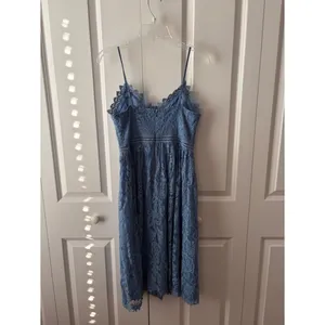 Altar'd State Blue Lace Spaghetti Strap Midi Dress Women's Size Medium Cottage thumbnail 4