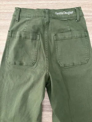 Favorite Daughter The Mischa Super High Rise Wide Leg Ankle Jean Women 26 Green thumbnail 7