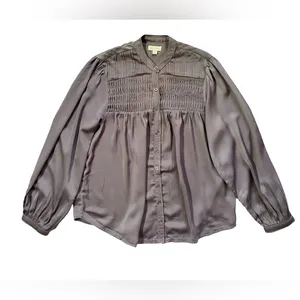 Pilcro by Anthropologie Silly Smocked Button Down Shirt Size XSP thumbnail 4