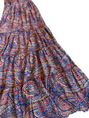 Paani Paisley Print Maxi Dress Halter Tiered Boho Sundress Tie Small Women's NWT thumbnail 4