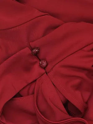 Susan Graver Premier Knit Mock Neck Cold Shoulder Dress Dark Cranberry Red M thumbnail 5