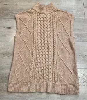 Sincerely Jules Xsmall XS Sleeveless Sweater‎ Knit Mock Neck Cable Knit Vest thumbnail 1