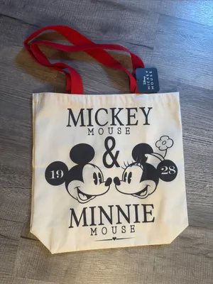 Disney Minnie & Mickey Canvas Tote with Red Handles thumbnail 1