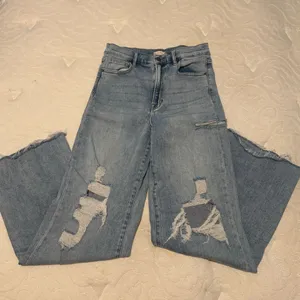 Altar'd State White washed wide legged distressed jeans thumbnail 1