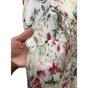 Lara G Italy Sleeveless Floral Silk Tiered Maxi Dress Keyhole Spring Garden L thumbnail 5