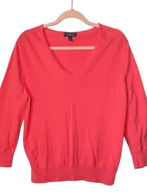 Lands End Coral V-Neck Top Size Large ~ Comfort Casual ~‎ Women’s Fall Shirts thumbnail 3