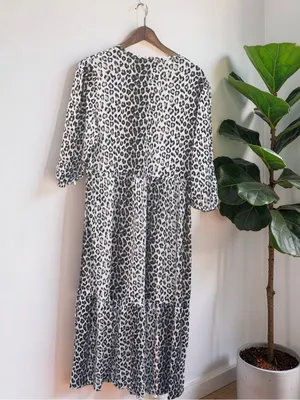 Zara Leopard Print Tiered Midi Dress Women’s Size M thumbnail 13