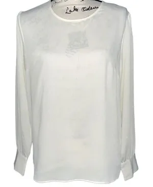 Ann Taylor Factory Cream Long Sleeve Blouse Crew Neck Small Off White thumbnail 1