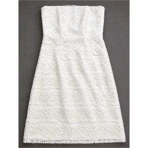 Galina White Lace Sequin Strapless Mini Bridal Dress Sheath Size 2 thumbnail 3