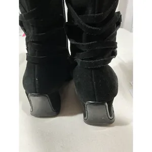 Woman’s Softt Black Suede Wedge Heel Side Zip Tall Boots 7.5 Mw thumbnail 6