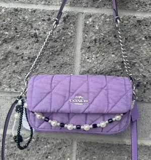 NWT COACH Hailey Flap Bag CBI88 Silver/Iris Denim Leather 2way Crossbody Bag thumbnail 1