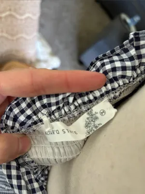 Altar’d state navy white gingham ruffle strapless western rush mini dress M thumbnail 9