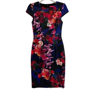 Betsey Johnson Floral Sheath Dress Sz 2 Dark Romantic Preppy Corpcore Garden thumbnail 2