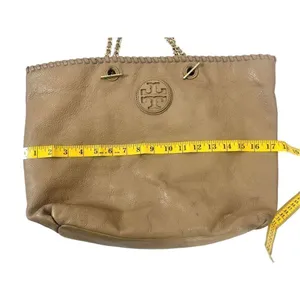 Tory Burch Marion Tote, cognac color, whipstitch leather - preloved but lots of thumbnail 3