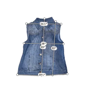 Premium Denim Christopher & Banks Women Small‎ Rhinestone Sleeveless Denim Vest thumbnail 9