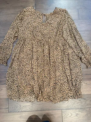 Kori America Leopard Print Chiffon Dress Size XL - C20-023 thumbnail 8