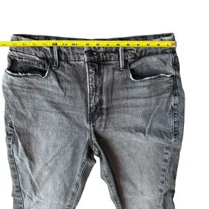 Good American Size 10/30 Curvy Twist Straight Leg Jeans Washed Black‎ Split Hem thumbnail 12