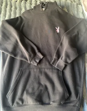 x missguided black and pink hoodie dress thumbnail 1