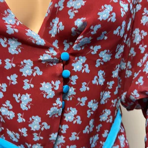 NWOT Lost Ink Puffed Long Sleeve Mock Wrap Blouse with Belt size XS thumbnail 3