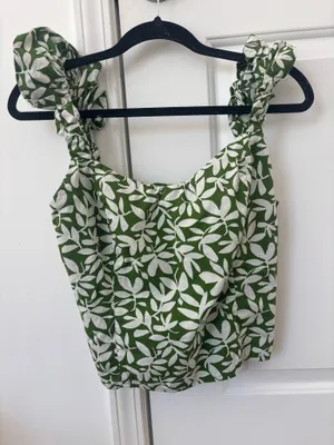 Abercrombie & Fitch Green Leaf Poplin top thumbnail 1