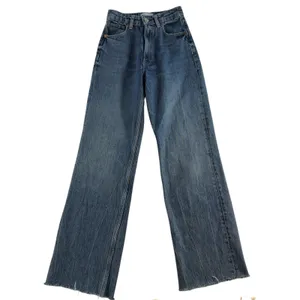 Zara‎ Sz 0 Jeans Wide Leg Raw Hem High Waisted Rise Light Wash Women's Baggy thumbnail 2