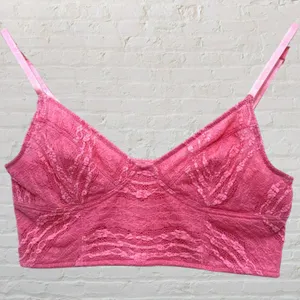 Free People Intimately Lace Bralette L Pink Lemonade Crop Top Stretch Mesh thumbnail 3