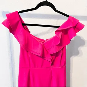 A’GACI Fuchsia Pink Ruffle Delight Dress Large NWT thumbnail 2