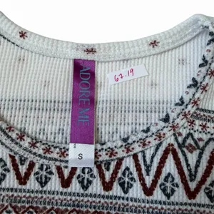 Adore Me Pajama Set Small White Isle Snowflake Waffle Knit Thermal 2pc | 67-19 thumbnail 3