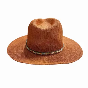 Anthropologie Cali Dream Rust Boho Wide Brim‎ Fedora Hat Beaded Band One Size thumbnail 6