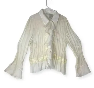 White stag 90s women's 16 18 xl white flutter collar peter pan vintage sheer lac thumbnail 1