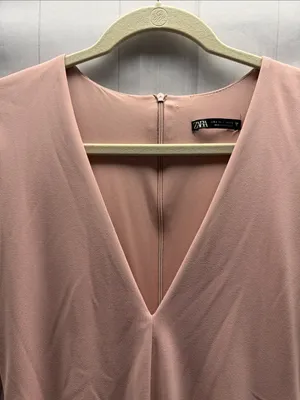 Zara Blush Pink V-Neck Long Sleeve Bodysuit Size Small thumbnail 2
