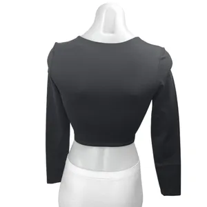 Aritzia Babaton Contour Black Long Sleeve Crew Neck Crop Shirt Sweater Top Sz S thumbnail 2