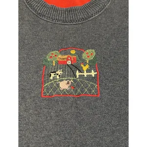 Vintage Gopher Sport‎ Mock Neck Sweatshirt Women's Large Purple Farm Embroidery thumbnail 3