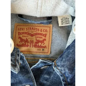 Levi's Hybrid Original Denim Sweatshirt Hoodie Trucker Jacket Medium Blue Gray thumbnail 8