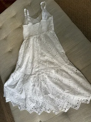 Japna 100% Cotton White Eyelet Lace Summer Dress Size Small thumbnail 6