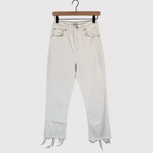 AGOLDE Womens Jeans White Riley High Rise Straight Crop Denim Button Fly Size 27 thumbnail 2
