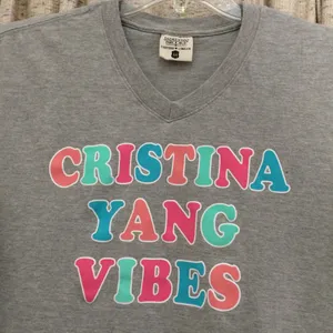 Jadelynn Brooke Cristina Yang Vibes Light Heather Gray Short Sleeve V-Neck Shirt thumbnail 2